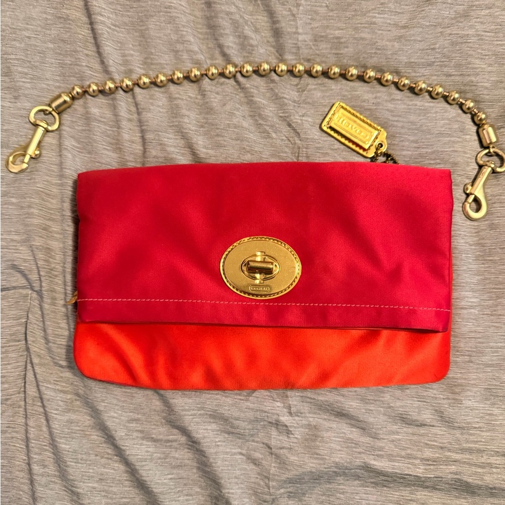 Coach Vintage Amanda Satin Fold-Over Flap Clutch Shoulder Bag Handbag